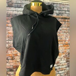 Black Oversized Sleeveless Hoodie with Relaxed Fit
